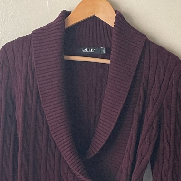 Lauren Ralph Lauren Shawl Cable Knit Tailored Fit Sweater - Picture 3 of 16
